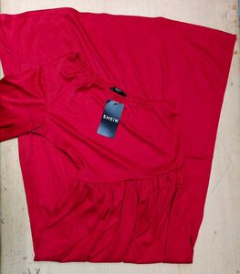 Chic Red One-Shoulder Midi Dress