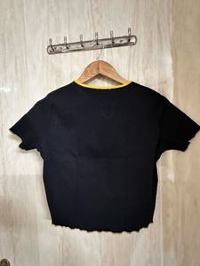 Black Butterfly Applique Crop Top