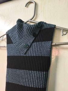 Striped Turtleneck Sleeveless Top