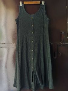 Korean Casual Grey Midi Dress