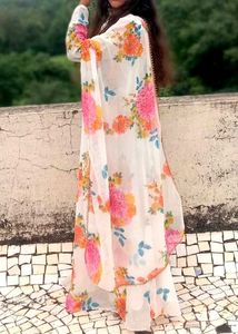 Floral Print Kurta with dupatta