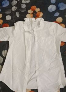 White Ruffled Collar Shirt