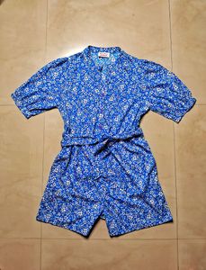Oxolloxo Floral Playsuit With Waist Tie up
