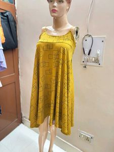 Stylish Yellow Geometric Print Dress