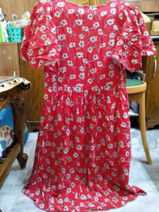 Red Floral Print Dress