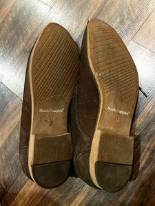 HUSH PUPPIES Brown Suede Derby Shoes