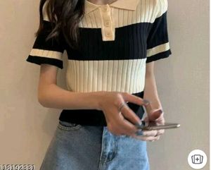 Striped Ribbed Turtleneck Top