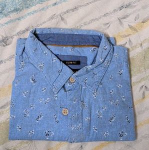 Men's Slim Fit Blue Floral Shirt