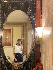 ZARA Navy Blue Shorts with Pockets &amp; Gold Buttons