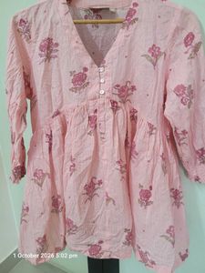 Pink Floral Print Kurta