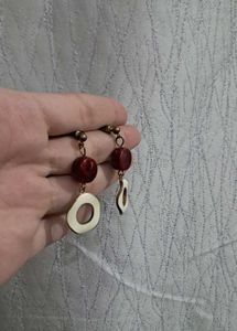 Red & Cream Drop Earrings