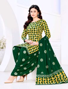 Mayur Green &amp; Yellow Batik suit