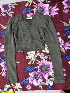 Olive Green Crop Top