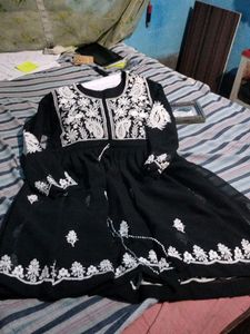 Black Embroidered Anarkali Dress