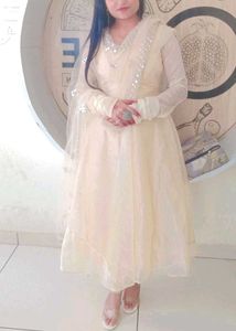 Elegant Cream Anarkali Suit with Dupatta