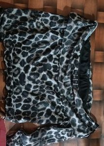 Sheer Leopard Print Off-Shoulder Top