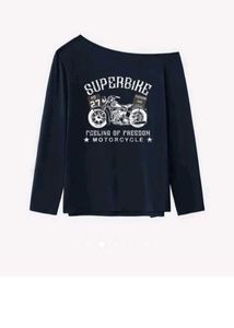 Off-Shoulder Superbike Graphic Top
