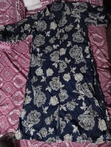 Navy Blue Floral Print kurta plazo set