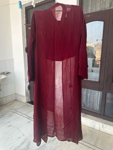 Maroon Embroidered Kurta Set