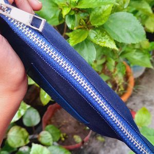 Blue Zip Bag For Makeup Organizer