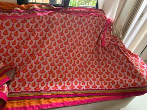 Vibrant Orange &amp; Pink Saree