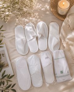 8 white room slippers