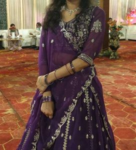 Stunning Purple Embroidered Lehenga Choli Set