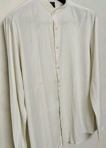Men's White Band Collar Shirt