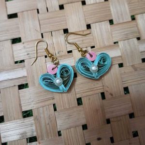 Quilled Heart Earrings with Pearls