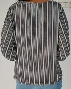Grey And White Stripes Women Top XL Size
