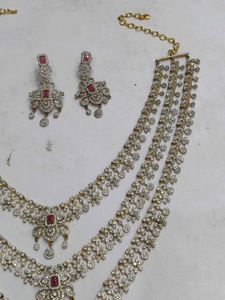 1Gm Gold Exquisite Layered Necklace with 2 jhumk