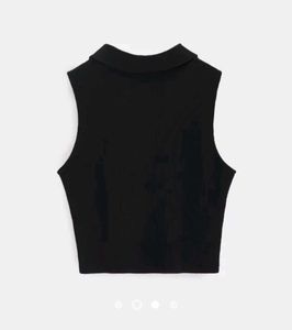 Sleeveless Black Polo Crop Top