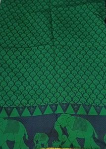 Elegant Green Saree with Elephant Motif