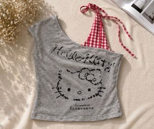 Cute Hello Kitty One-Shoulder Top