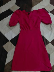 V-Neck Puff Sleeve Dress