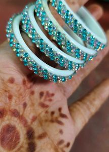 Sparkling Blue &amp; Crystal Bangles Set
