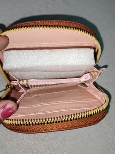 Floral Embroidered Brown Wallet