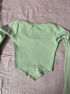 Light Green Long Sleeve Crop Top