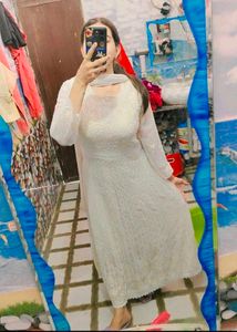 beautiful lakhnavi work kurta with dupatta