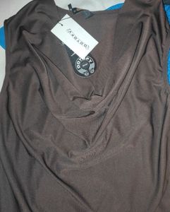 cowl neck brown top