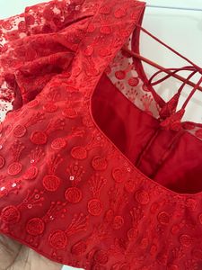 Stunning Red Embroidered Blouse