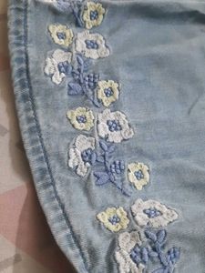 Cute Embroidered Denim Dress for 9 mnths baby