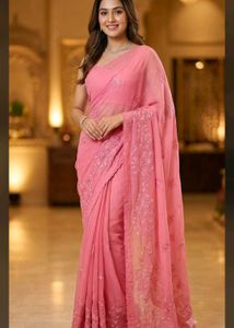 💖 Pretty in Pink Saree 🌸