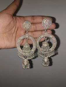 Jhumka Earrings with Crystals