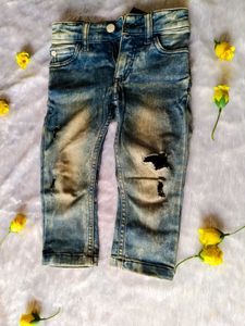 Kids Boys Distressed Blue Denim Jeans