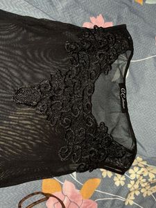 Sheer Black Lace Tunic Top