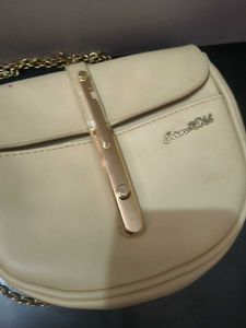 Cream Crossbody Bag with Gold Chain