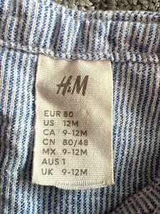H&amp;M Baby Boys Blue Striped Shirt 9-12 months