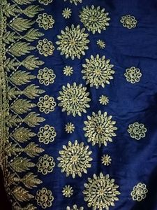 Beautiful Blue Kurta set with Golden Embroidery