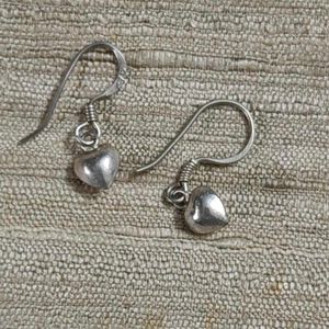 92.5 Silver Heart Dangle Earrings